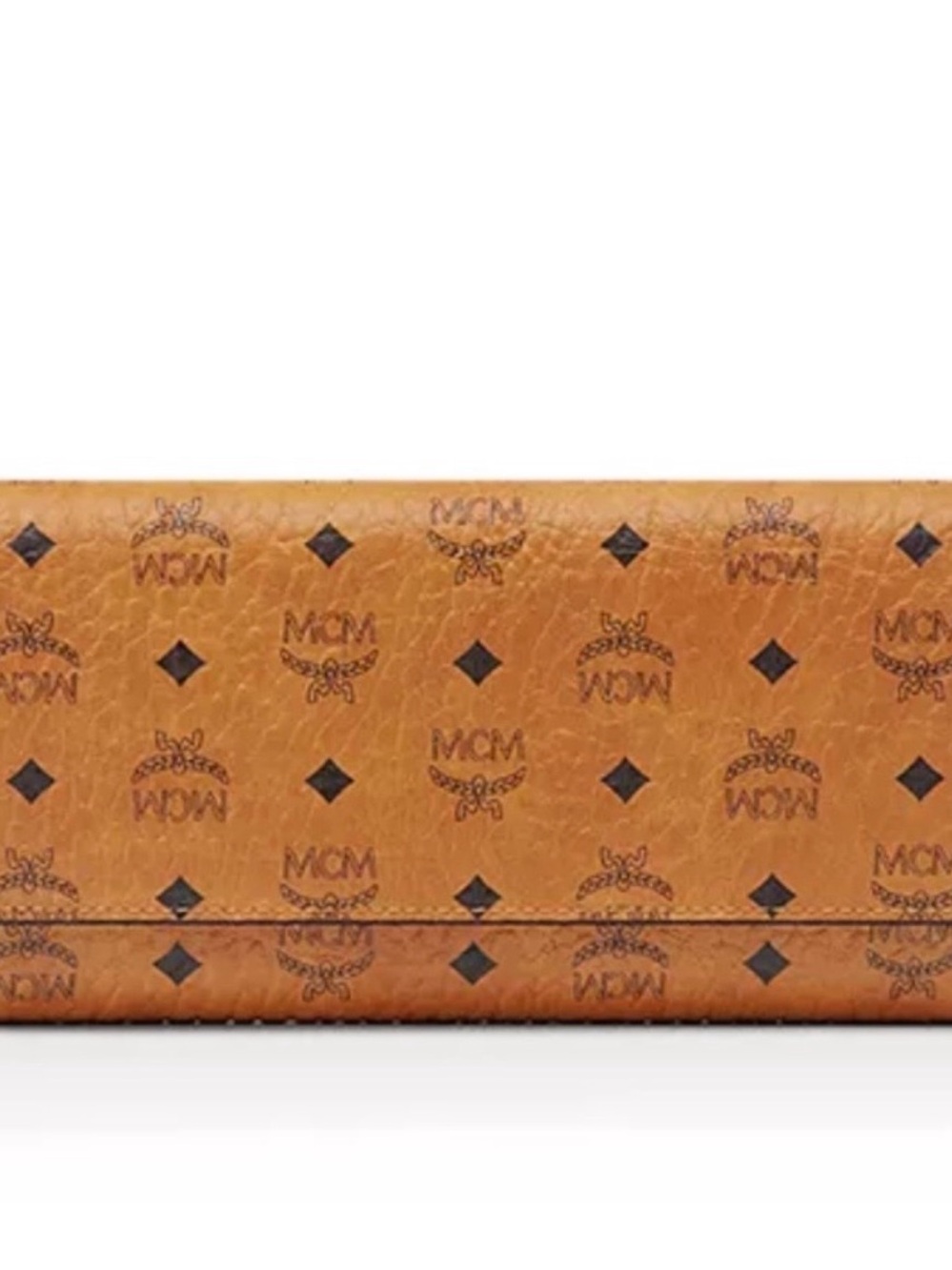 MCM Cognac Visetos Long Continental Wallet with Monogram with red interior